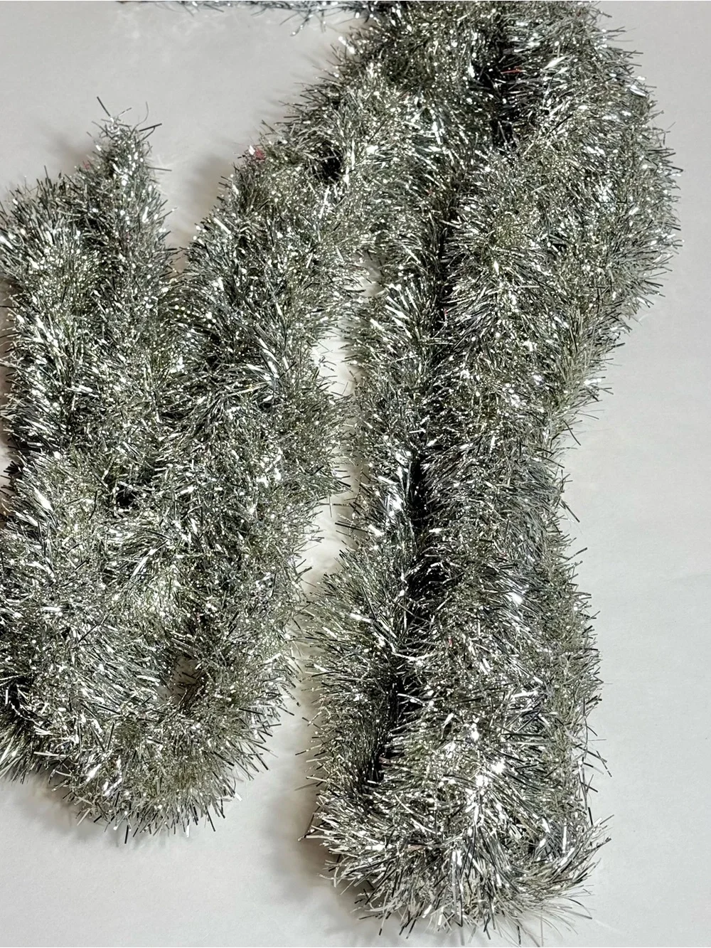 Vintage Christmas Tinsel Garland 62 Foot Silver Christmas USA NOS Retro MCM